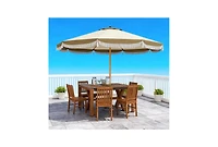 Clihome Outdoor Umbrella with Crank, Patio Umbrella, 8 Ribs, Push Button Tilt