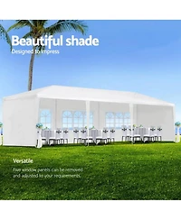 Flynama 10x30 feet Outdoor Wedding Party Canopy Tent with 5 Removable Sidewalls Ropes and Stakes for Events Gatherings