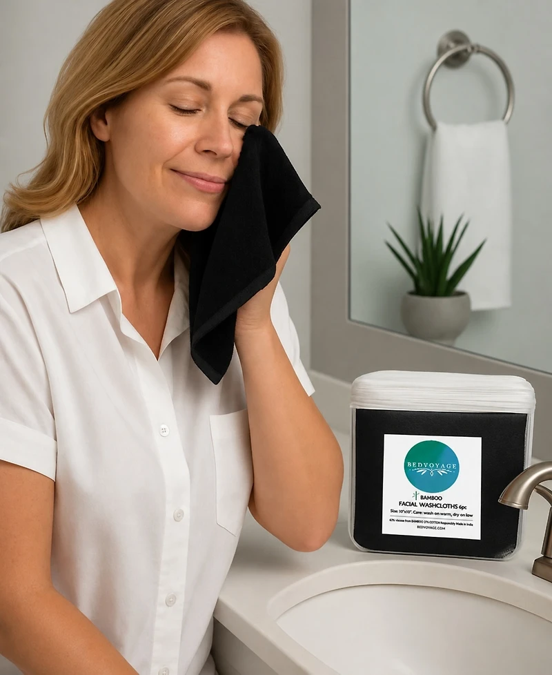 BedVoyage Viscose from Bamboo and Cotton 6-Piece Spa Washcloth Set