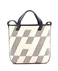 Pre-Owned Hermes Cabas H en Biais Tote Canvas with Leather