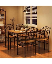 gaomon Dining Table Set for 4, Farmhouse Kitchen Table Chairs Rubber Wood Legs