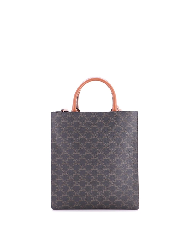 Pre-Owned Celine Small Vertical Cabas Tote Triomphe Coated Canvas