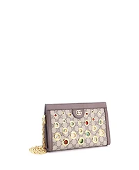 Pre-Owned Gucci Small Ophidia Chain Shoulder Bag Grommet Gg Coated Canvas