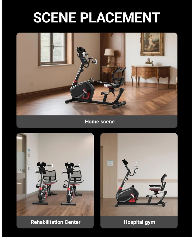 Harison Recumbent Exercise Bike, 400 lbs Capacity with Arm Exerciser