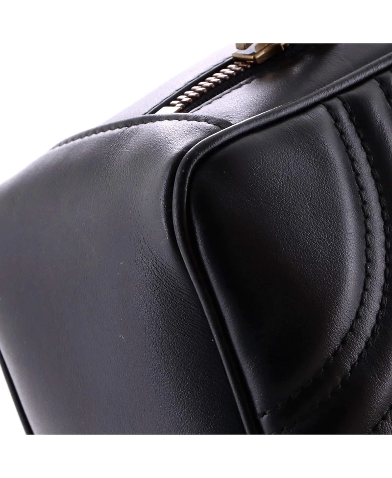 Pre-Owned Gucci Small Gg Marmont Zip Around Camera Bag Matelasse Leather