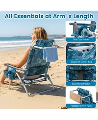 Sugift Set of 2 Portable Folding Beach Backpack Chairs with 5-Position Reclining Backrest