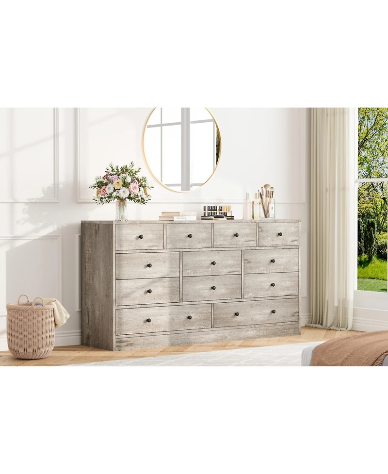 homfan 12 Drawer Dresser with Power Outlets and Usb Ports for Bedroom, Living Room, Hallway