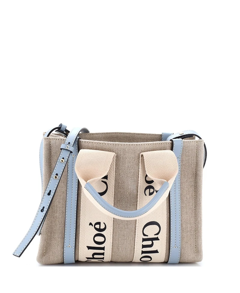 Pre-Owned Chloe Small Woody Convertible Tote Canvas with Leather