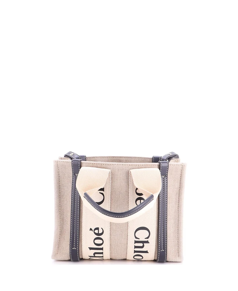 Pre-Owned Chloe Small Woody Tote Canvas with Leather