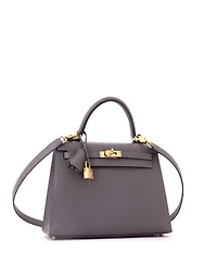 Pre-Owned HERMES Kelly 25 Handbag Grey Epsom with Gold Hardware