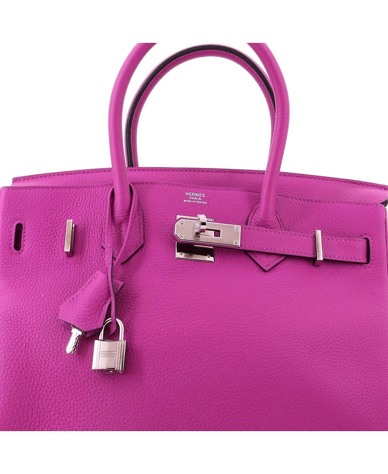 Pre-Owned HERMES Birkin 30 Handbag Pink Togo with Palladium Hardware