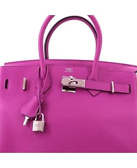 Pre-Owned HERMES Birkin 30 Handbag Pink Togo with Palladium Hardware