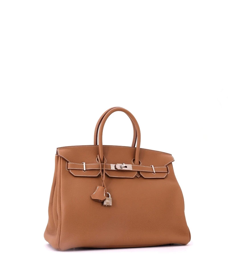 Pre-Owned HERMES Birkin 35 Handbag Brown Togo with Palladium Hardware