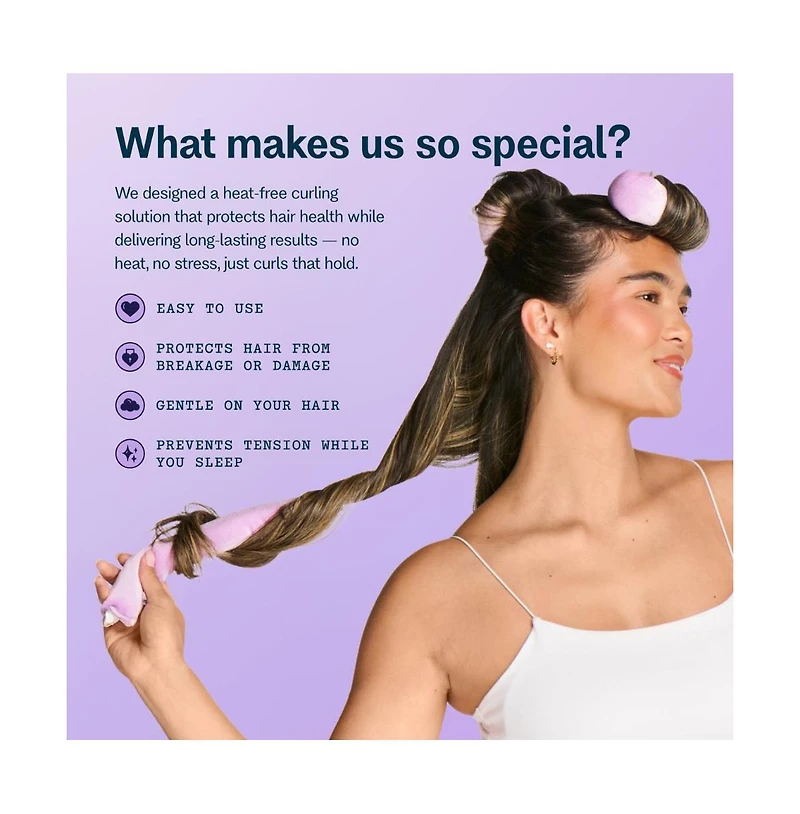 Gimme Beauty Chill Curl Heatless Flex Rods Gentle and Bendable Hair Rods for Overnight Curls Snap Closure for Secure Hold Thick Hair, 4 Count