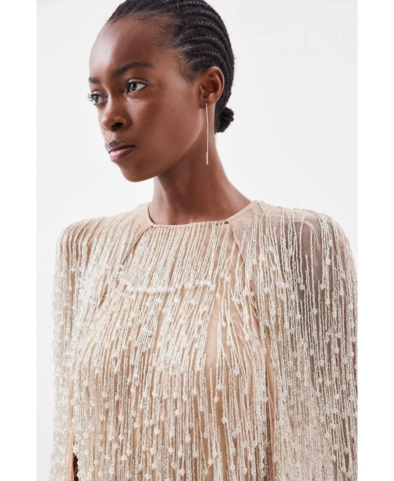 Karen Millen Women's Fringe Cape Mini Dress