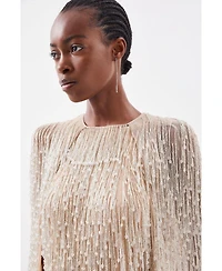 Karen Millen Women's Fringe Cape Mini Dress