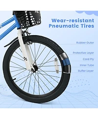 Slickblue 20 Inch Kids Bike Adjustable with Kickstand and Storage Basket for Aged 8+ Years