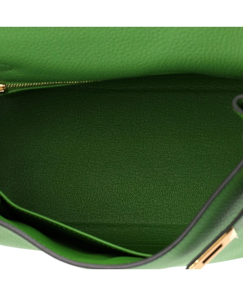 Pre-Owned HERMES Kelly 25 Handbag Green Togo with Gold Hardware