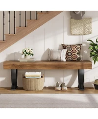 Slickblue Industrial Entryway Shoe Bench with Metal X-Shaped Legs