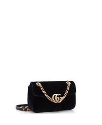 Pre-Owned Gucci Small Gg Marmont Flap Bag Matelasse Velvet