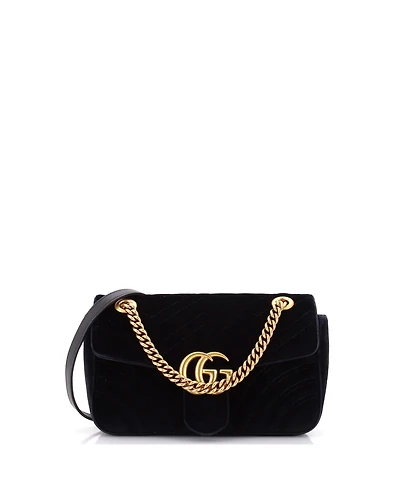 Pre-Owned Gucci Small Gg Marmont Flap Bag Matelasse Velvet