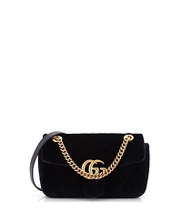Pre-Owned Gucci Small Gg Marmont Flap Bag Matelasse Velvet