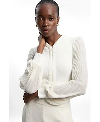 Karen Millen Women's Pleated Sleeve Zip-Neck Top