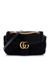 Pre-Owned Gucci Small Gg Marmont Flap Bag Matelasse Shearling