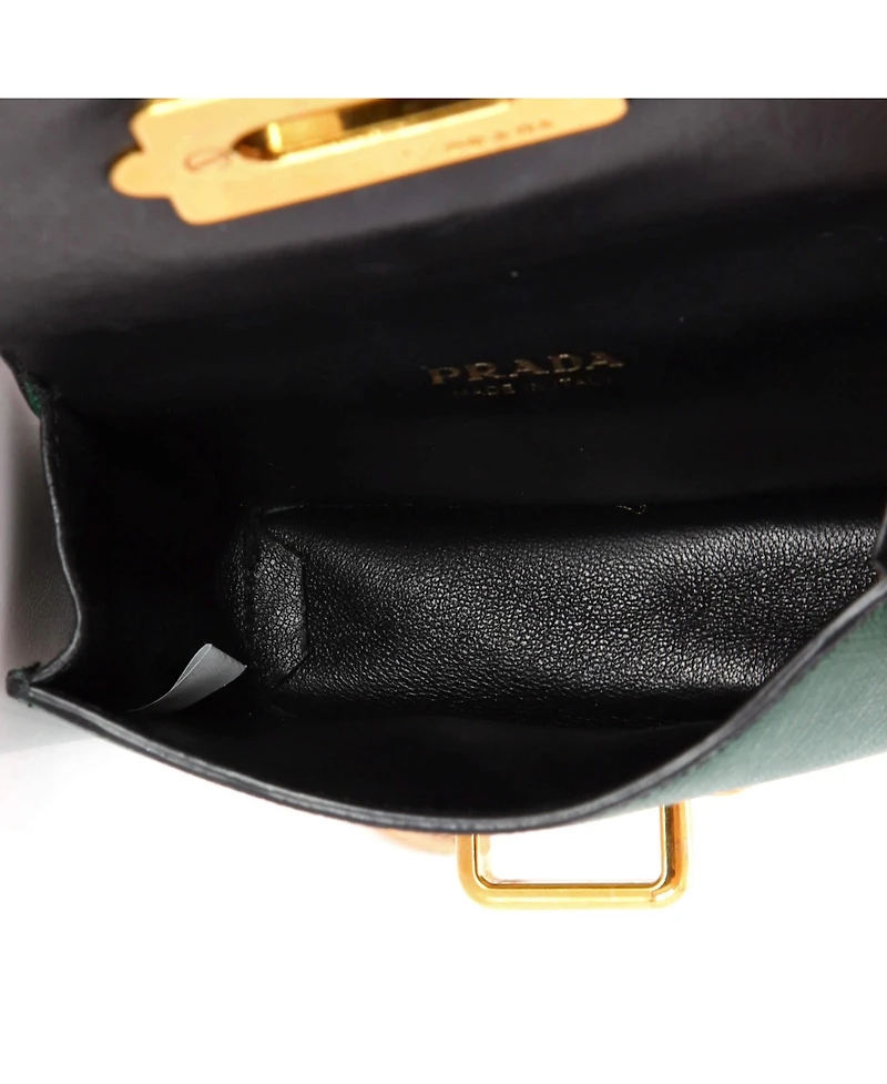 Pre-Owned Prada Micro Cahier Crossbody Bag Embellished Leather