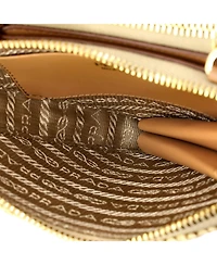 Pre-Owned Prada Mini Triangle Logo Zip Around Shoulder Bag Raffia and Leather
