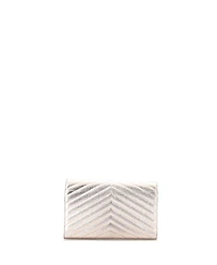 Pre-Owned Saint Laurent Medium Classic Monogram Wallet on Chain Matelasse Chevron Metallic Leather