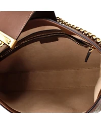 Pre-Owned Gucci Medium Padlock Chain Shoulder Bag Gg Coated Canvas with Leather