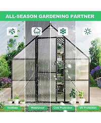 gaomon 8x10 Aluminum-Framed Polycarbonate Heavy Duty with Quick Setup Structure and Roof Vent