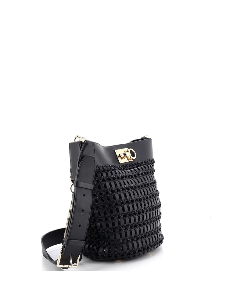 Pre-Owned Salvatore Ferragamo The Studio Bucket Bag Woven Leather