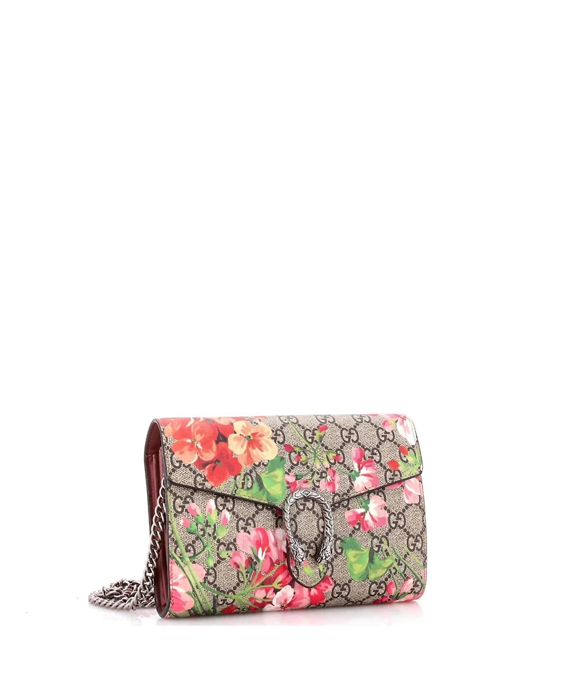 Pre-Owned Gucci Small Dionysus Chain Wallet Blooms Print Gg Coated Canvas