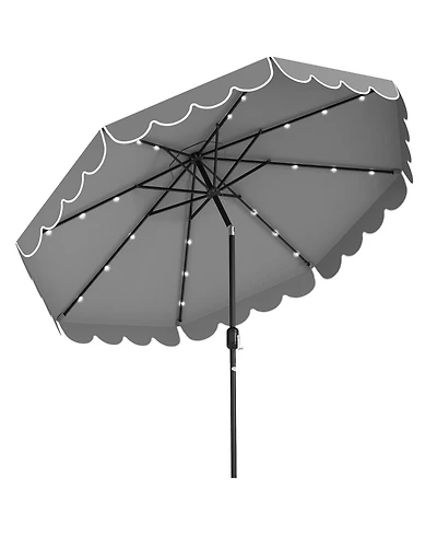 Sugift 10 ft Solar Patio Umbrella with 24 Led Lights Vented Top and Crank Lift