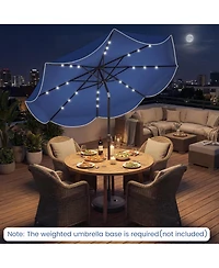 Sugift 10 ft Scalloped Solar Patio Umbrella with 24 Led Lights and Tilt Crank