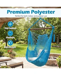 Sugift Caribbean Hammock Chair with Metal Spreader Bar and Soft Spun Rope Seat