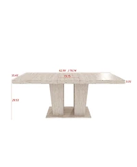 Boyel Living Rectangular extendable dining table, suitable for 6-10 people, with veined travertine pattern, simple and elegant