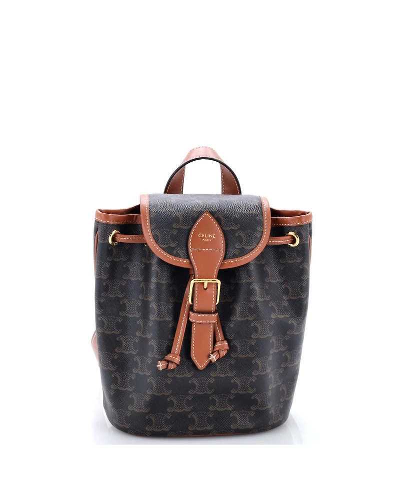 Pre-Owned Celine Mini Folco Backpack Triomphe Coated Canvas
