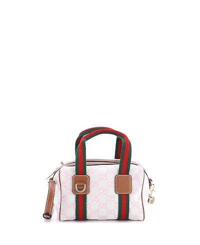 Pre-Owned Gucci Mini Web Boston Bag Gg Canvas