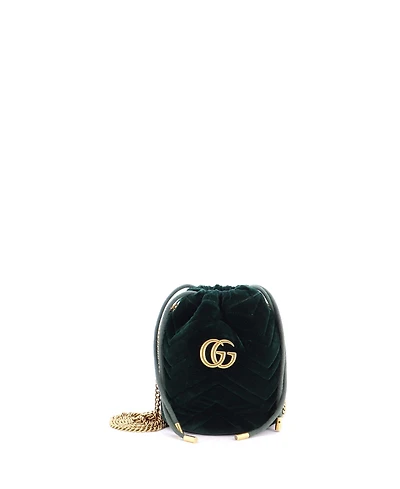 Pre-Owned Gucci Mini Gg Marmont Bucket Bag Matelasse Velvet