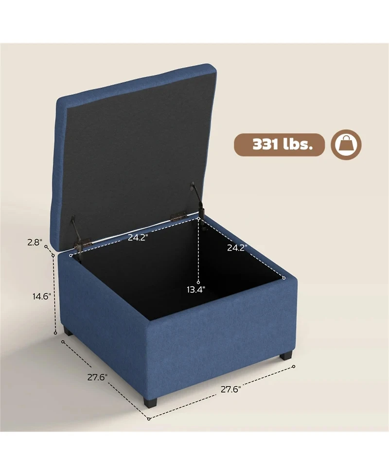 Clihome Round Storage Ottoman Bench Entryway Sofa Bench with Lift-Top Storage