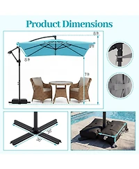 Sugift 8 x 8 ft Square Offset Cantilever Patio Umbrella with 360 Rotation and Crank Lift