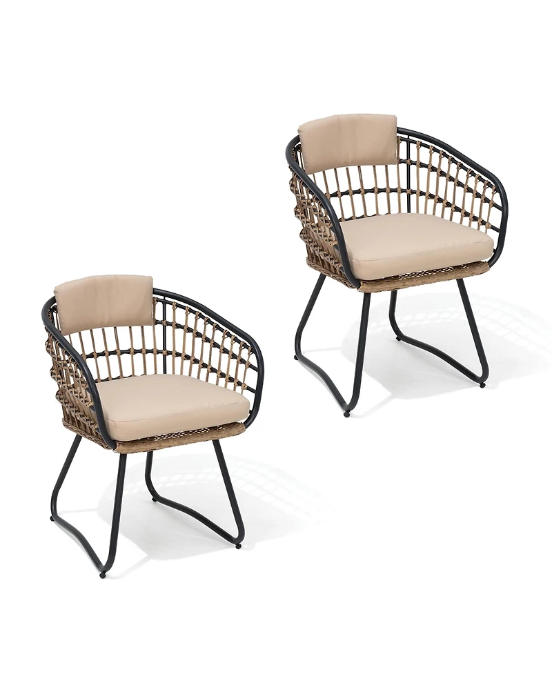 Pellebant Outdoor Patio Wicker Dining Chairs Pe Rattan Seating Set with Cushion
