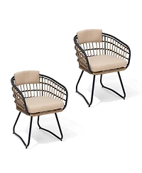 Pellebant Outdoor Patio Wicker Dining Chairs Pe Rattan Seating Set with Cushion