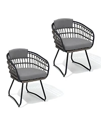 Pellebant Outdoor Patio Wicker Dining Chairs Pe Rattan Seating Set with Cushion