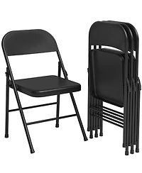 homfan Set of 4 Folding Chairs with Padded Cushion – Steel Frame, Foldable and Stackable for Indoor Outdoor Home Office Wedding Events