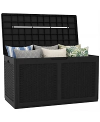 Sugift 100 Gallon Resin Deck Box Outdoor Waterproof Storage Bench