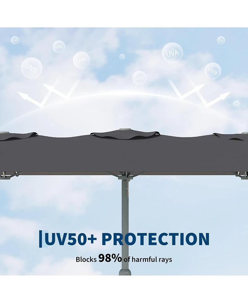 homfan 9' x 15' Extra-Wide Outdoor Umbrella with Base